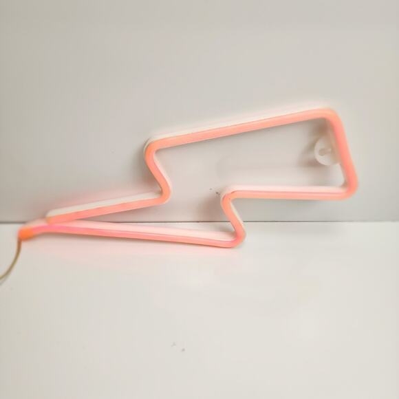Neon Sign Décor Lightning Bolt Battery Operated or USB Plug-In 12" Hanging LED - Picture 2 of 6